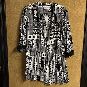 VTG SL Fashions Black/white Long Cardigan Sz 20